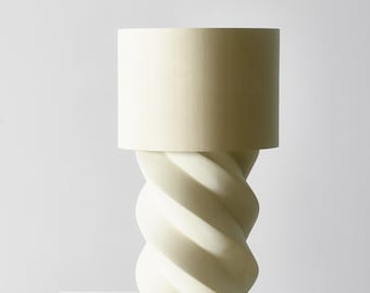 Spiral table lamp, handcarved by Aaron Getman-Pickering