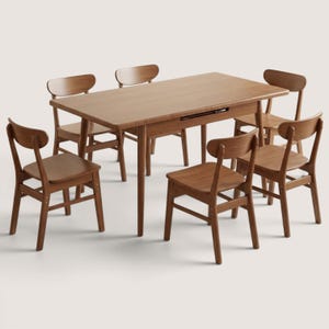 Ausziehbarer Esstisch aus Massivholz, ausziehbarer Küchentisch im Mid-Century-Stil, Tisch für kleine Räume, bietet Platz für 4 bis 8 Personen, skandinavische Esszimmerdekoration aus Walnussholz