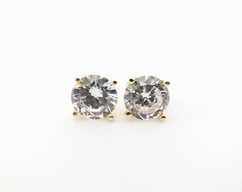 CZ Stud Earrings, CZ Studs, White Zircon Studs, Large Zircon Stud Earrings, Statement Earrings, Earrings Studs