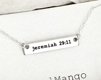 jeremiah 29 11 necklace, bar necklace, personalized necklace, bible verse necklace, rectangle, Jeremiah 29:11 jewelry, bible necklace