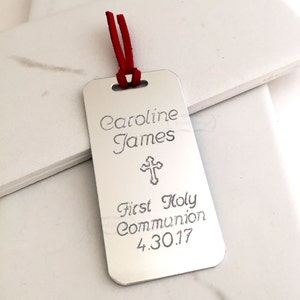 First Communion Gift, Baptism Gift, confirmation Personalized Bookmark Custom Bookmark Keepsake Date gift for him hand stamped metal gift