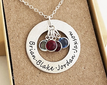 Mother necklace with kids names, Gift for mom, Gift for Grandma, Personalized Family Necklace, Personalized Birthstone necklace, Family love