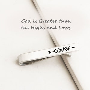 God is Greater than the Highs and Lows, Tie clip, tie bar, Groomsmen tie clip, Wedding, Custom Tie Clip, gift for him, dad gifts, boy friend