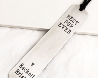 Marcador personalizado para papá, regalo para mamá, marcador para abuelo, marcador personalizado, ideas de regalo de vacaciones, marcador de metal grabado, mejor papá
