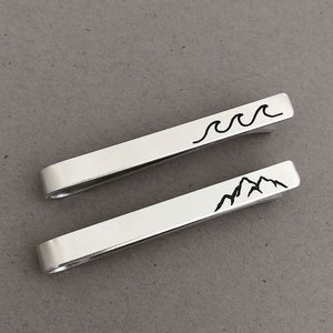 Gift for Him Gift for Husband Dad Mountain Tie Clip Silver 
