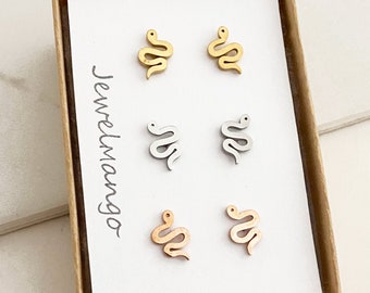 Small Snake Stud Earrings , Silver snake earrings, Gold Snake earrings, Rose Gold Snake earrings, Python, Snake Jewelry, Whimsical jewelry
