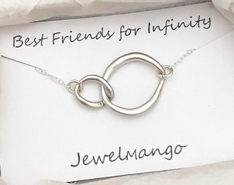 Silver infinity Necklace, everyday Necklace, infinity jewelry, everlasting lover, enternity, gift for BFF note card message, sterling silver