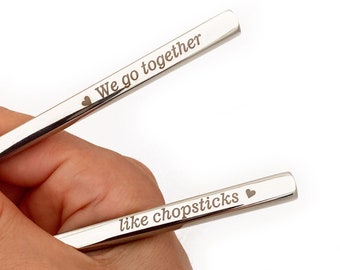 Personalized Chopsticks for wedding favor, birthday gift for sushi lover, Chopstick and chill, we go together like chopsticks, gift for him