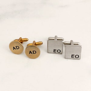 Cufflinks, wedding, Groomsmen gifts, Monogram Cuff links, Personalized Cuff links, laser engraved, Dad, Father&#39;s Day gifts, Men&#39;s Gift