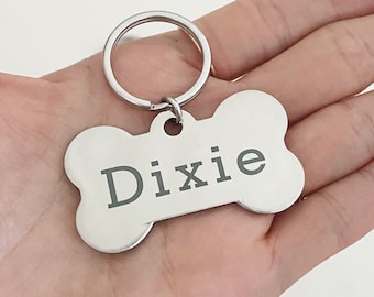 Custom Dog Tag, Bone Dog Tag, Large Dog tag, Dog Tag Personalized, Pet name tag, stainless steel dog tag, microchip numbers, phone number