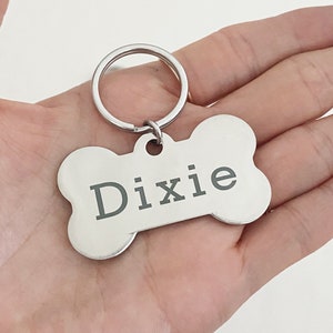 Custom Dog Tag, Bone Dog Tag, Large Dog tag, Dog Tag Personalized, Pet name tag, stainless steel dog tag, microchip numbers, phone number