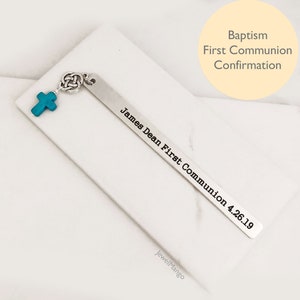 First Communion gift, Baptism, Confirmation, Personalized Bookmark,Custom Bookmark,Keepsake Date gift,Christian gifts, Catholic gifts, cross