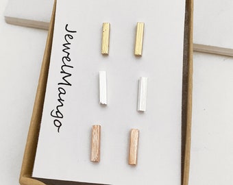 Stick Bar stud earrings, Silver Bar stud earrings, Minimalist, simple, Everyday Jewelry, Gold Bar, Silver Bar stud, stick Studs, Small Bar