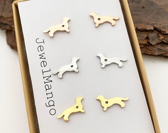 dachshund earrings, Dog stud Earrings, gold, silver, rose gold dachshund stud, heart, dachshund jewelry,  Wiener Dog Earring, sausage dog