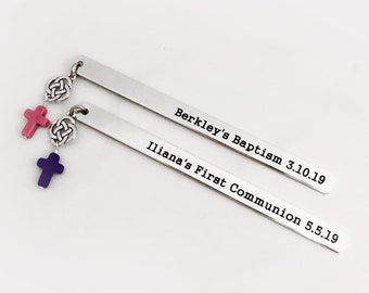 First Communion gift, Baptism, Confirmation, Personalized Bookmark, Custom Bookmark, Keepsake Date, Christian gift, Catholic gift, Crucifix