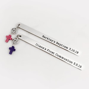 First Communion gift, Baptism, Confirmation, Personalized Bookmark, Custom Bookmark, Keepsake Date, Christian gift, Catholic gift, Crucifix