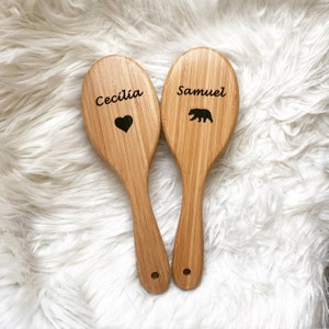 Personalized Hair brush, laser engraved, Bamboo hairbrush, wooden hairbrush, heart, Gift for Girl, Dance team, cheer team, birthday gift