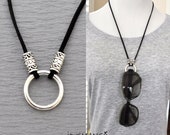 eyeglasses necklace, eyeglass holder, faux suede necklace, pick your colors, Eyeglass Loop Necklace, Reading glasses holder necklace