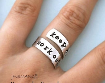 keep calm and work out ring, Custom Ring, Personalized Ring, Twist ring, wrapped ring, Adjustable, diet, gym, health, athletic, weight loss