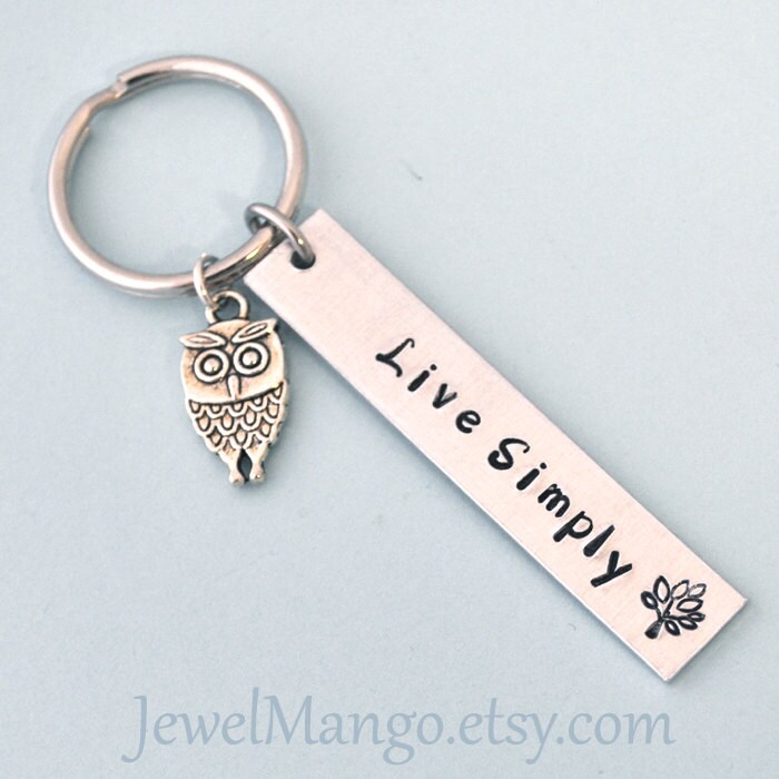 Live Simply Key Ring Personalized Key Chain Hand Stamping - Etsy