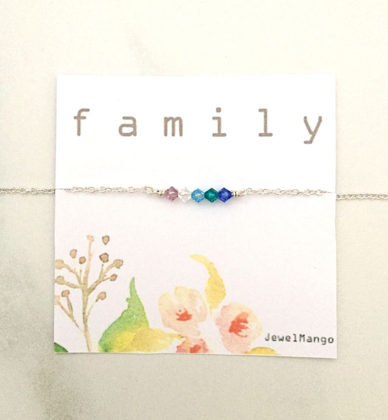 Family Birthstone necklace, Family birthstone, Birthday Gifts for mom, Swarovski Crystal, crystal Jewelry, Holiday Gift, Christmas gifts mom image 1