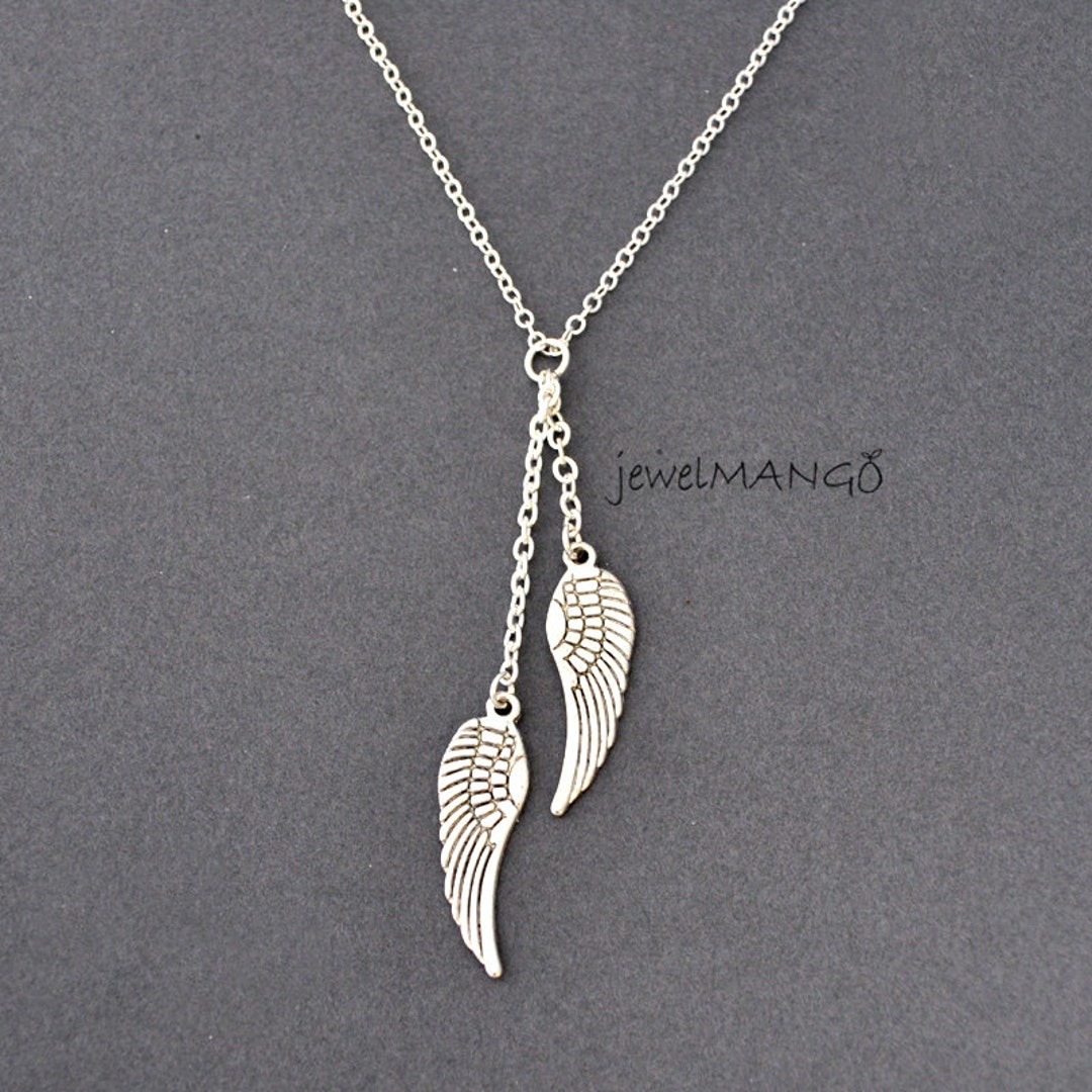 Collier Pendentif Ailes D'ange En Zircone Cubique Plaqué Argent - 18 Pouces, Neuf Avec étiquettes