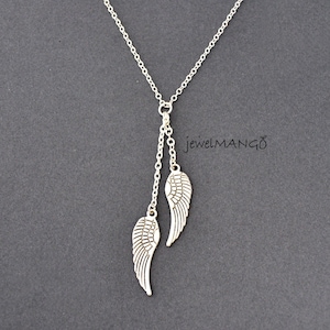 Collar de ala de ángel, halo, ángel de halo, ala de plata, colgante de ala de ángel, joyería delicada todos los días, collar colgante de ala, collar de ángel