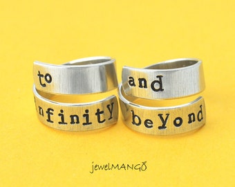 To infinity and beyond ring set,Personalized Ring, Infinity ring, Best friends gifts, Twist ring, wrapped ring, Adjustable ring set