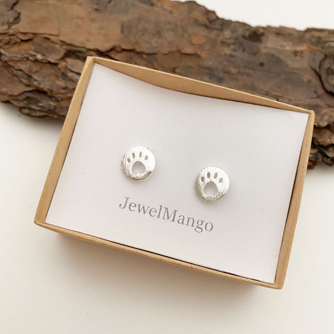 Colorful Paw Print Stud Earrings Sterling Silver