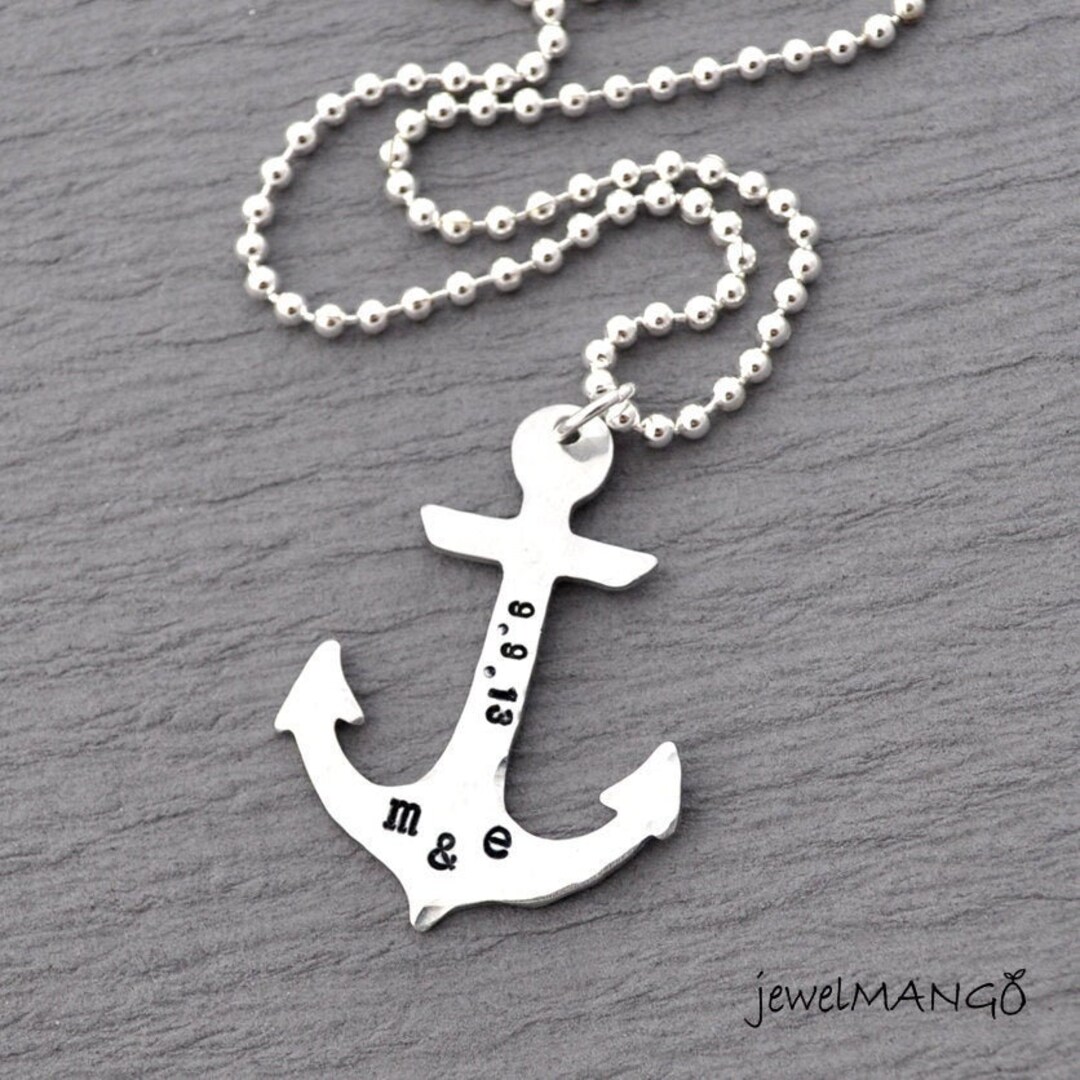 Personalized Anchor Necklace Keepsake Necklace Special Date Etsy