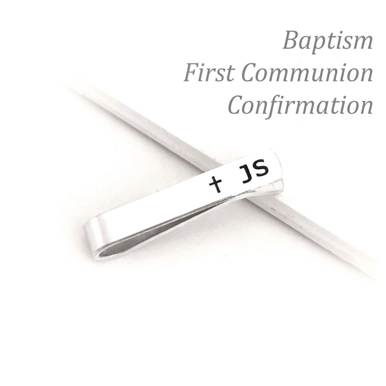 First Communion gifts, Baptism Gifts for boy, Confirmation Gifts ideas, Personalized Tie Clip, Skinny Tie clip, short, gift for boy, tie pin image 1