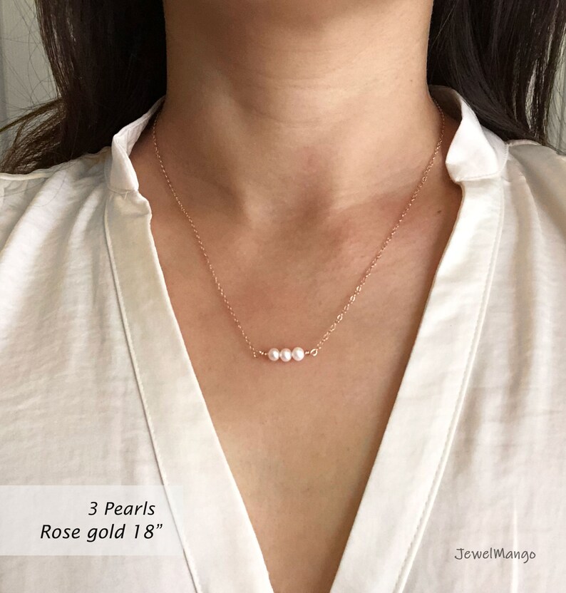 Simple Pearl Necklace 14K Gold Filled Rose Gold Filled Etsy