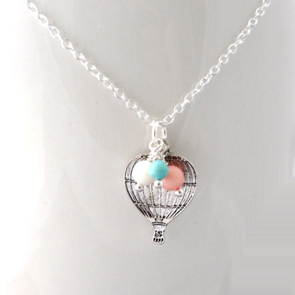 Hot Air Balloon Necklace Love is in the Air up up and Away Etsy