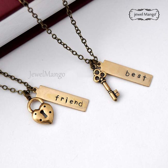 Best Friend Necklaces Matching Lock and Key Friendship - Junior