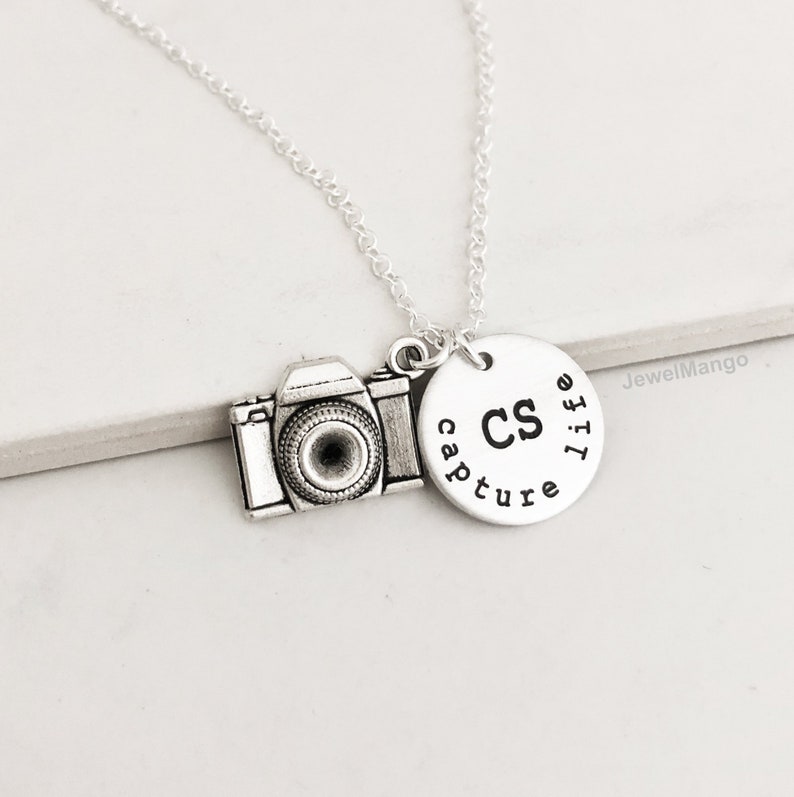 Camera Necklace Personalized Initial Camera Necklace Capture Etsy