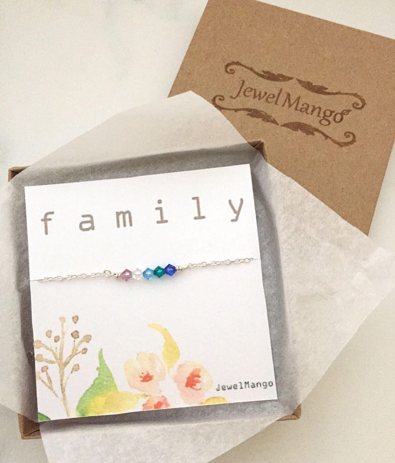 Family Birthstone necklace, Family birthstone, Birthday Gifts for mom, Swarovski Crystal, crystal Jewelry, Holiday Gift, Christmas gifts mom image 4