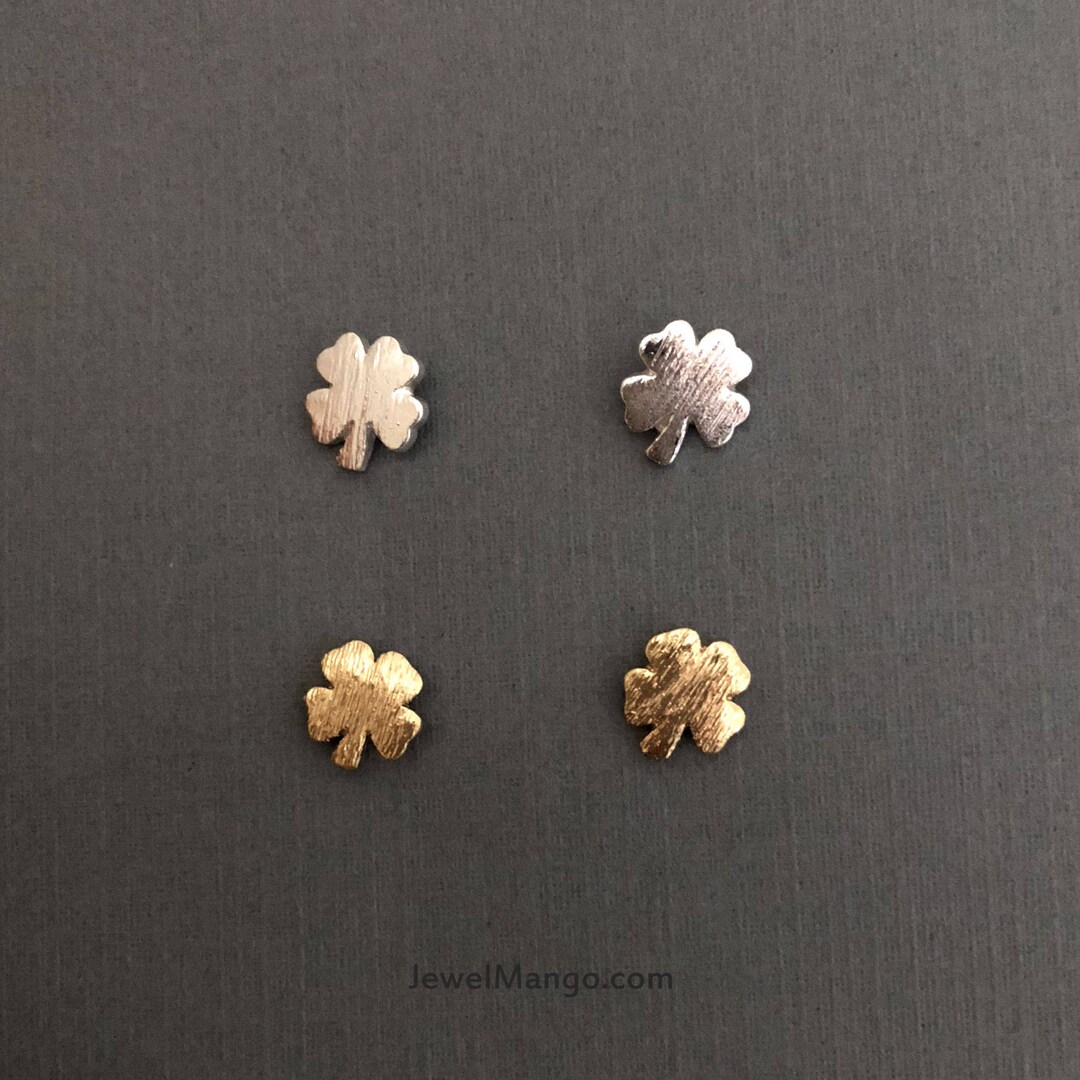 Brushed Shamrock Stud Earrings Clover Earrings Silver - Etsy