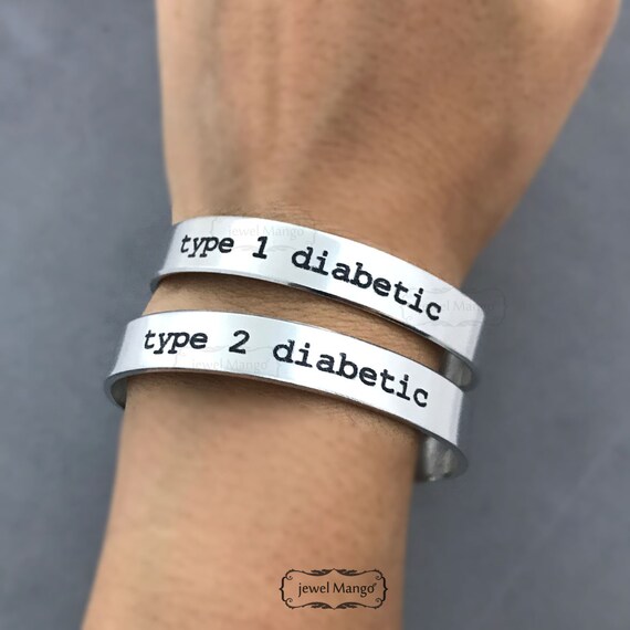 Medical Alert Cuff Bracelet, Diabetic Bracelet, Custom Cuff - Main Image