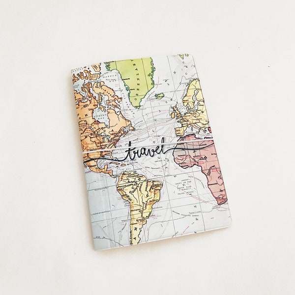 passport cover, travel essential, world map, trip items, stocking stuffer, ready to ship, passport holder, World Map Passport Holder Cover