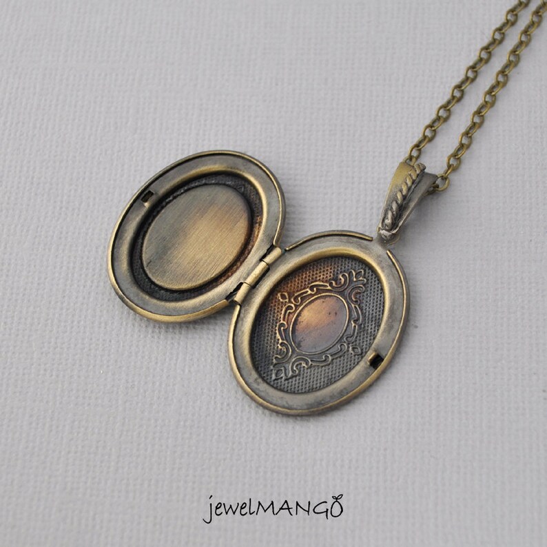Owl Locket Necklace Oval Locket Photo Locket Necklace Etsy