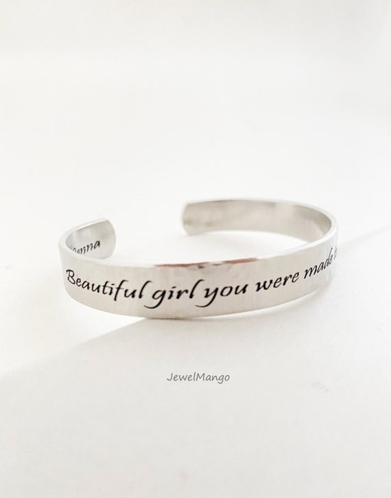 Cuff Bracelet Personalized Any Custom Quote Beautiful Girl You Were Made to Do Great Things Custom Bracelet Meaningful Gift for Her Etsy Ireland