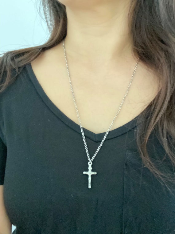 Stainless steel 2024 crucifix necklace