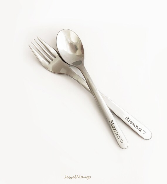 Custom Personalized Spoon and Fork Set for Kids Dessert Etsy Hong Kong