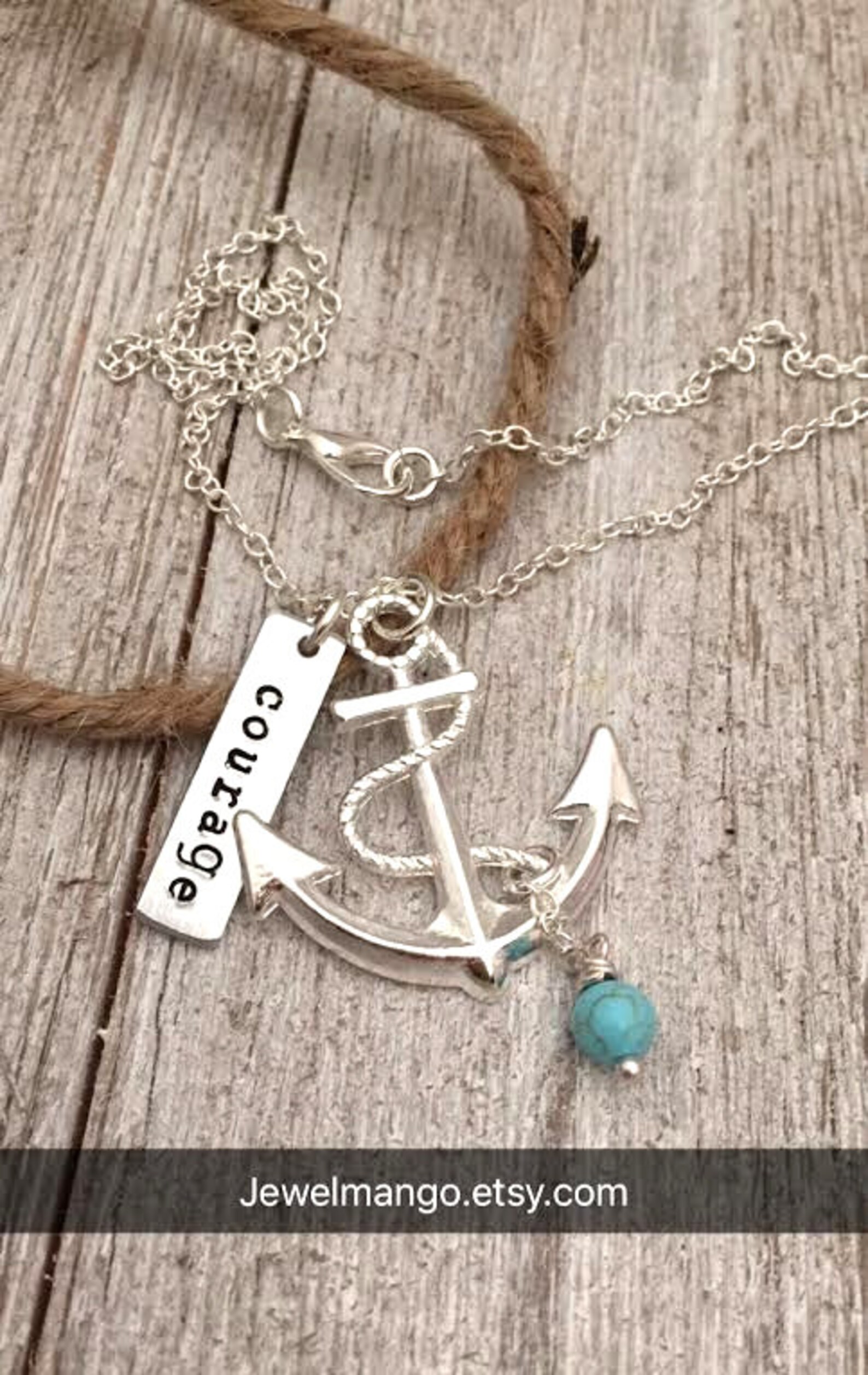 Personalized shiny anchor necklace keepsake necklace hand Etsy