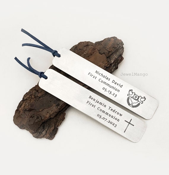 First Communion Gift, Baptism Gift, confirmation gift, Personalized Bookmark, Custom Bookmark, Keepsake Date, gift for him, bestseller,cross