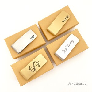Clip de dinero personalizado en oro y plata, regalo de padrinos de boda, clip de dinero personalizado, clip de dinero grabado, favor de despedida de soltero, favor de boda