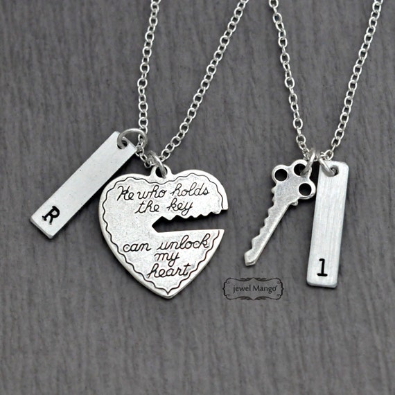 Key to My Heart Couple Necklace Valentines Day Mr. Mrs