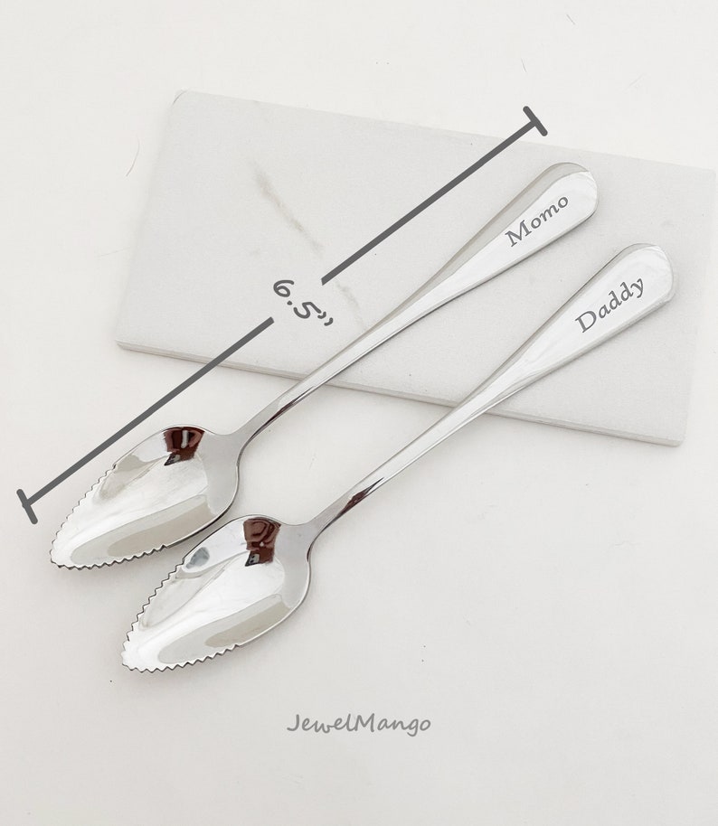 Personalized Grapefruit spoon, Serrated spoon, Custom gift, kiwi spoon, mango, custom silverware, wedding gifts, monogram grapefruit spoon image 4