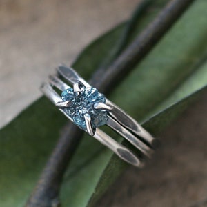 Raw diamond ring, uncut diamond ring, raw diamond engagement,  Blue diamond ring, rustic ring, alternative wedding ring, anniversary gift