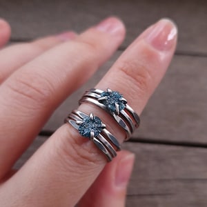 Raw diamond ring, Blue diamond ring, Raw stone ring, rough diamond ring, something blue, gift for her, promise ring, raw engagement ring